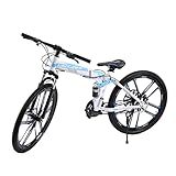 FortyFor Bicicleta eléctrica de montaña de 26 pulgadas, color azul y blanco, 25 km/h, bicicleta eléctrica de montaña con 21 velocidades y pantalla...