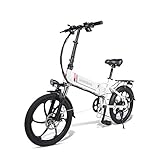 SAMEBIKE 2lvxd30 Bicicleta eléctrica 48v10.4ah Bicicleta eléctrica Plegable con 7 Velocidad niños y Adultos (Blanco)