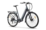 Moma Bikes Bicicleta Electrica Urbana Ebike28PRO, Aluminio, Shimano 7v, Frenos de Disco Hidráulicos, Batería Integrada y extraíble Litio 48V 13Ah