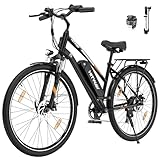 HITWAY Bicicleta Eléctrica, 28' Bicicleta Electrica Urbana/de Trekking, Bici Eléctrica con Batería Extraíble de 36V12Ah, 250W, 7 Velocidades,...